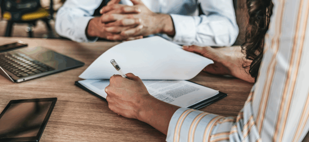 lawyer with client