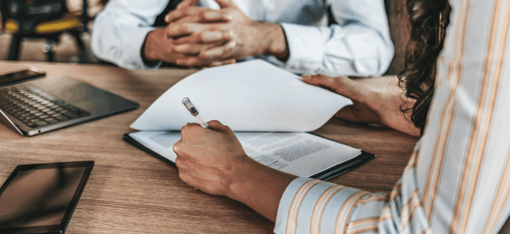 lawyer with client