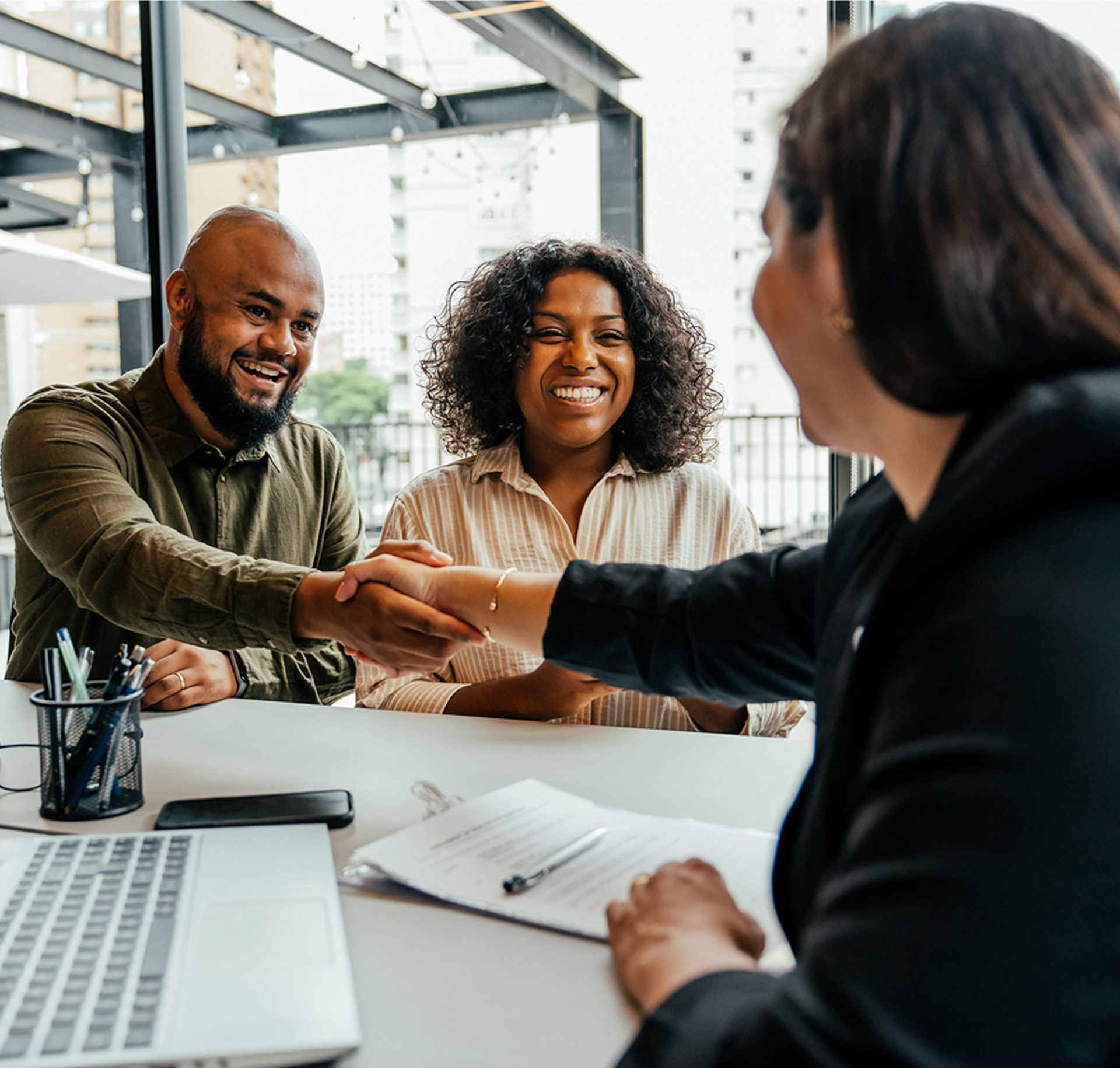 lawyer with clients